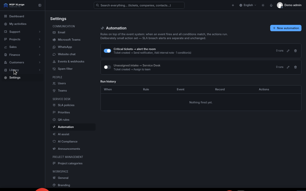 Xcellerate OPS — Automatisierung